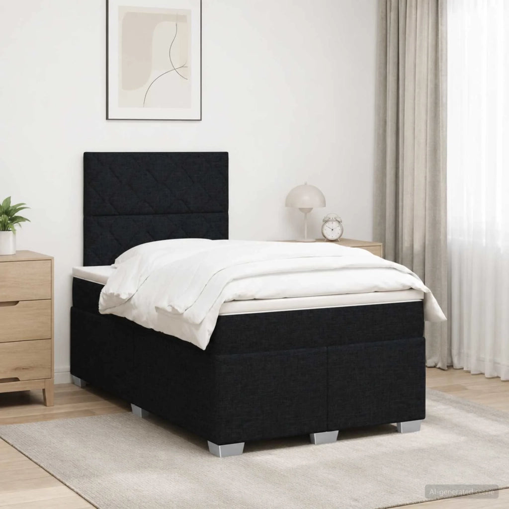 Letto box spring con materasso Nero 120 x 200 cm Tessuto 3454854