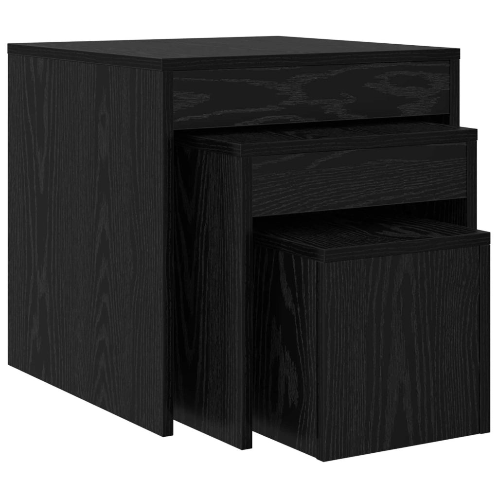 3 pz Tavolino da salotto | Tavolino da caff¨¨ | Tavolino da Soggiorno Rovere Nero Legno multistrato