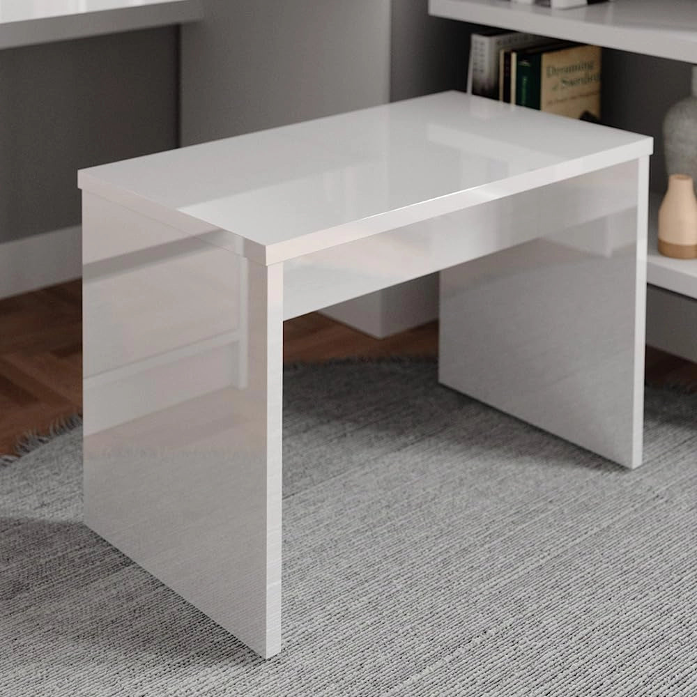 Panca Viola, Bianco, 90 cm per tavolo da toeletta, da utilizzare come seduta per il tavolo da trucco