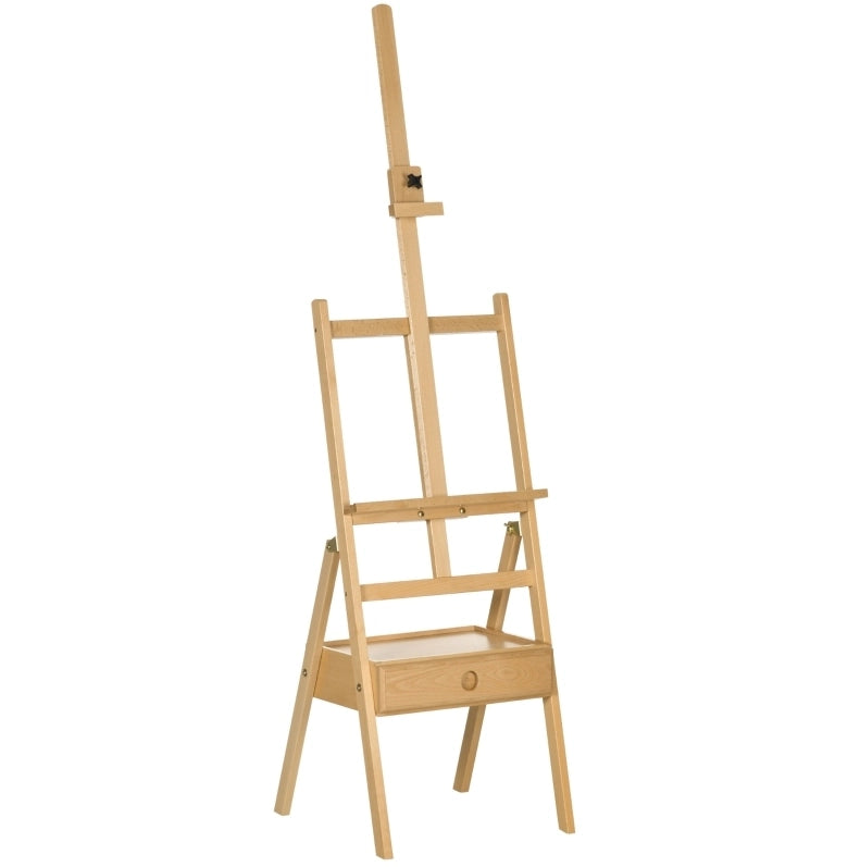 Cavalletto da pittura in faggio regolabile con cassetto