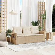 Set Divano da Giardino 3 pz con Cuscini Beige in Polyrattan 3252195