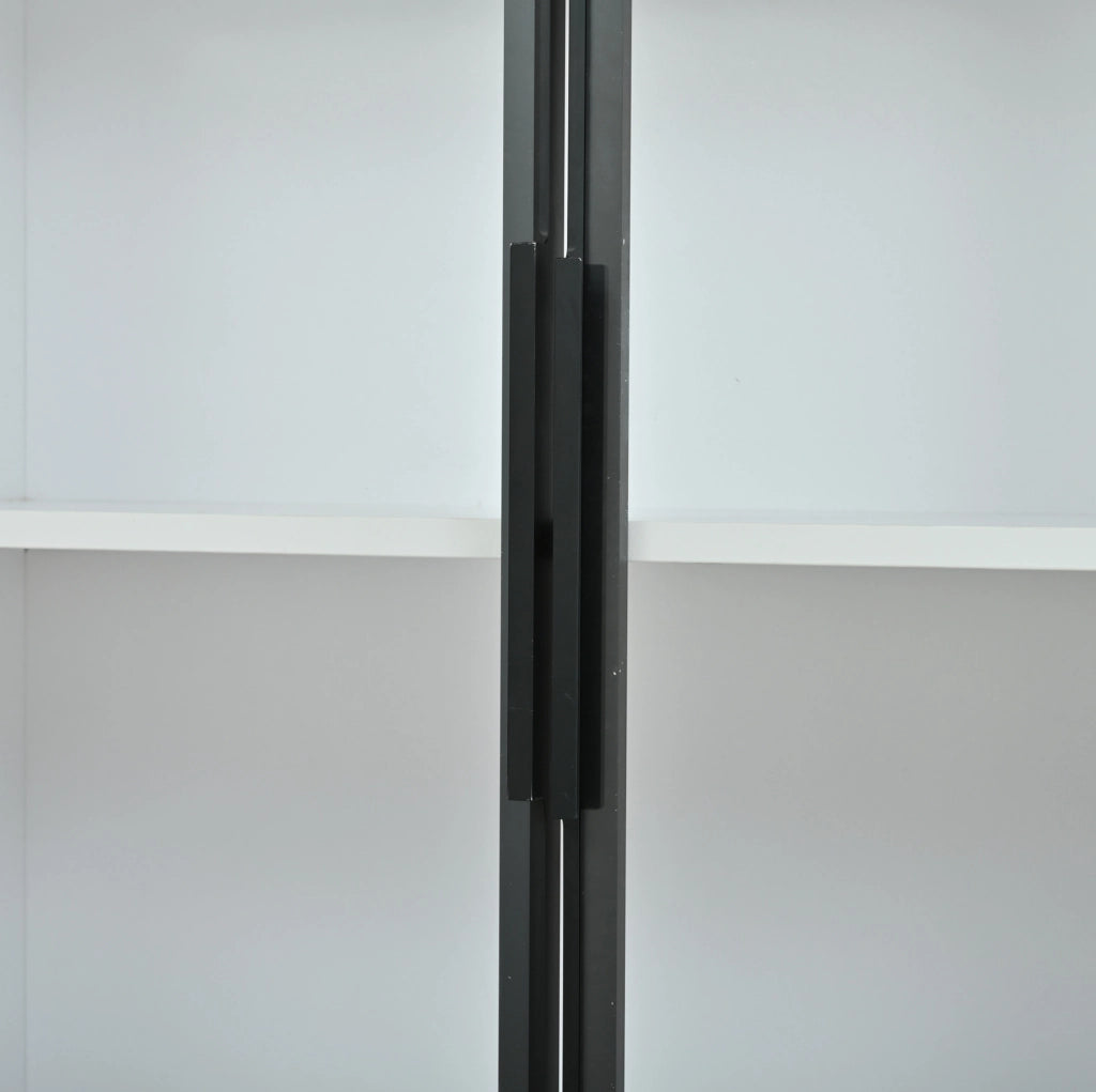 Vetrina alta 120x32x200 cm con 6 ante; LED; MDF e vetro; bianco