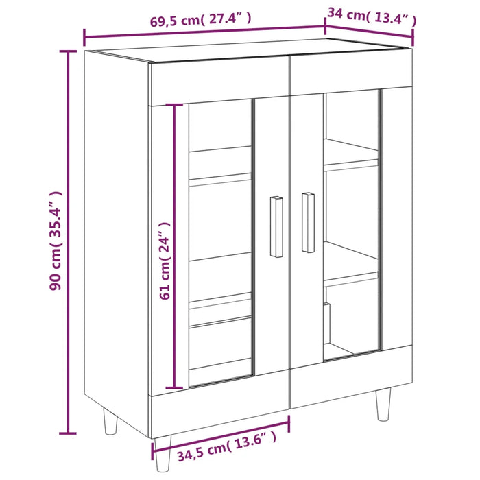 Credenza Grigio Cemento 69,5x34x90 cm in Legno Multistrato cod mxl 5799