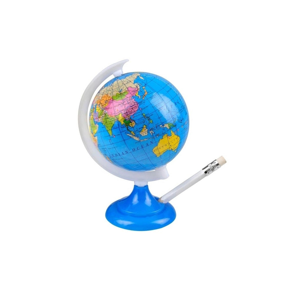 Trade Shop - Mappamondo Con Temperamatite Politico Girevole Diametro 8.5 Cm Da Tavolo -