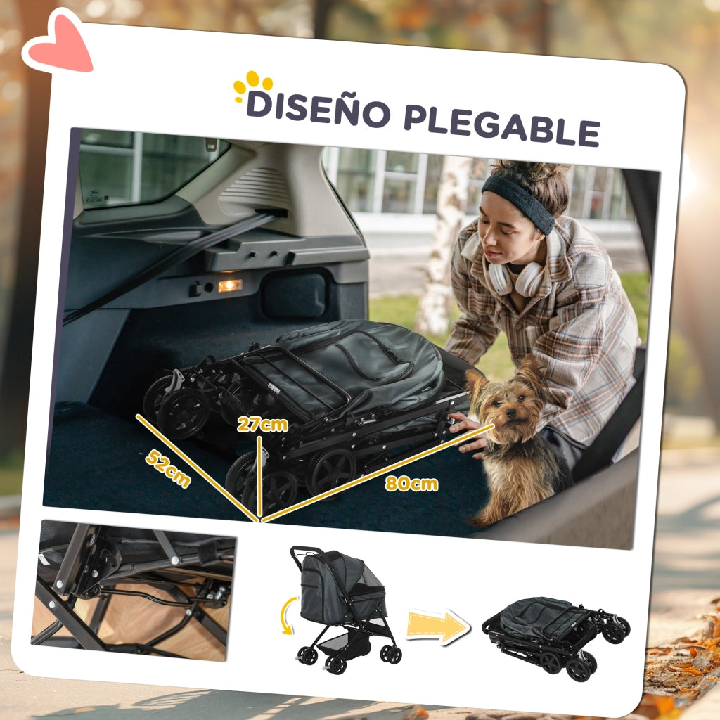Cestino per Cani Pieghevole ¨C zephmum ¨C Grigio 76.5x52x95 cm