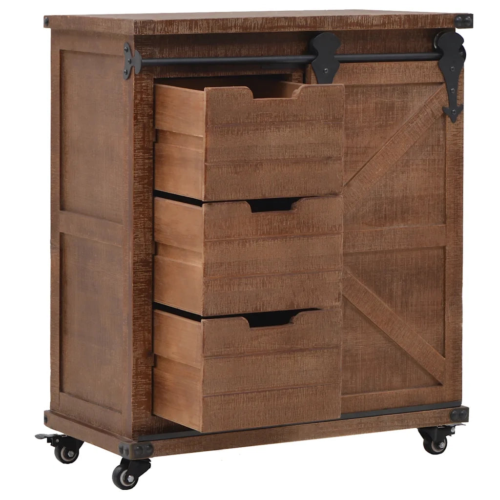 Cassettiera in Legno Massello di Abete 64x33,5x75cm Marrone cod mxl 49313