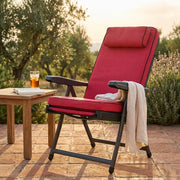 Poltrona Sdraio relax reclinabile in Tessuto Acciaio cm 155x60x60 - MORTY