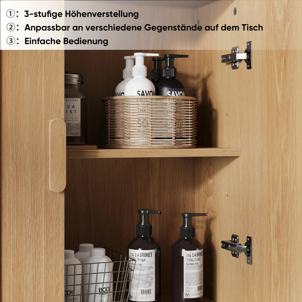 Armadietto Bagno a Parete ¨C MINIMAL ¨C Rovere, Ripiani Regolabili