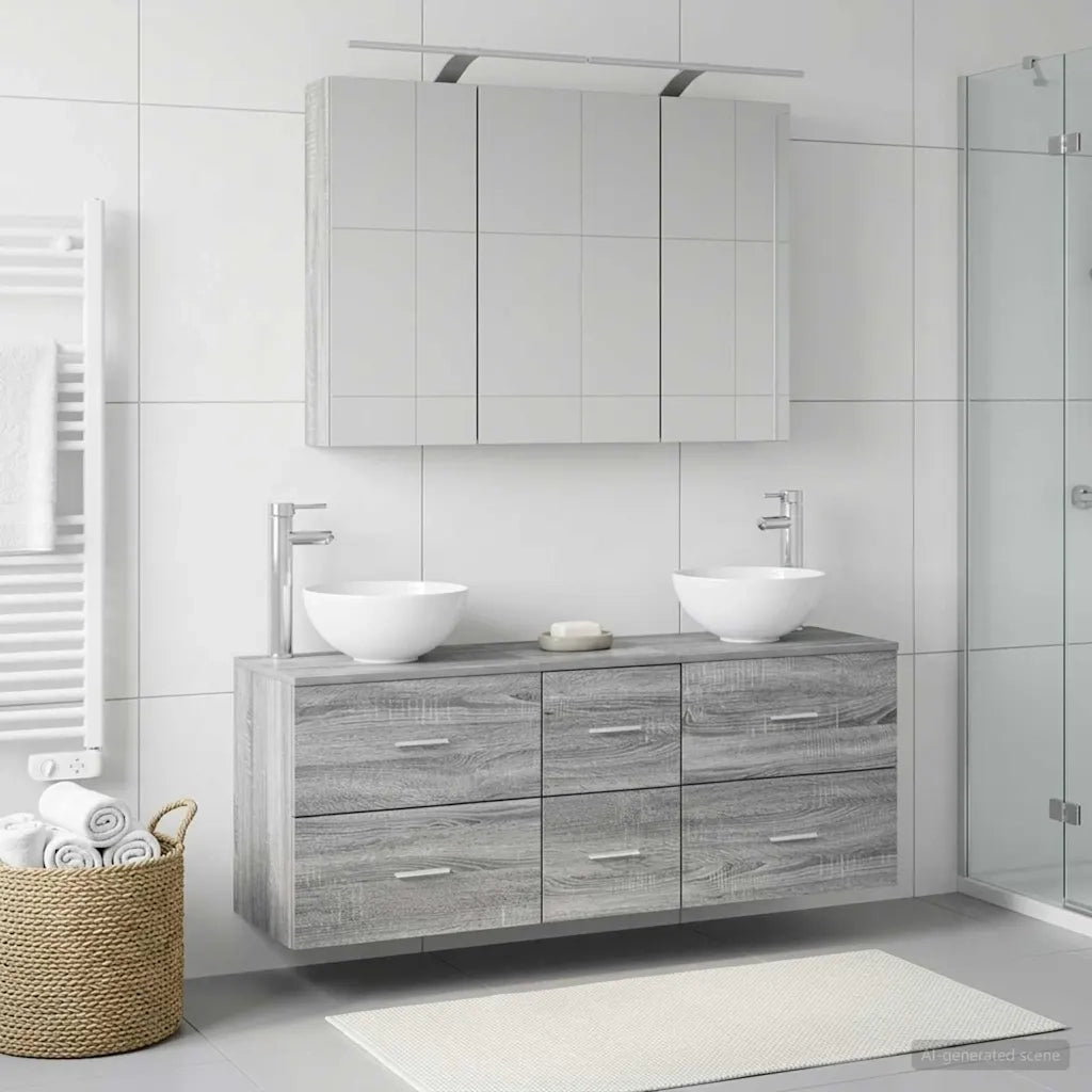 Set di mobili per il bagno 4 pz Sonoma grigio 3406700