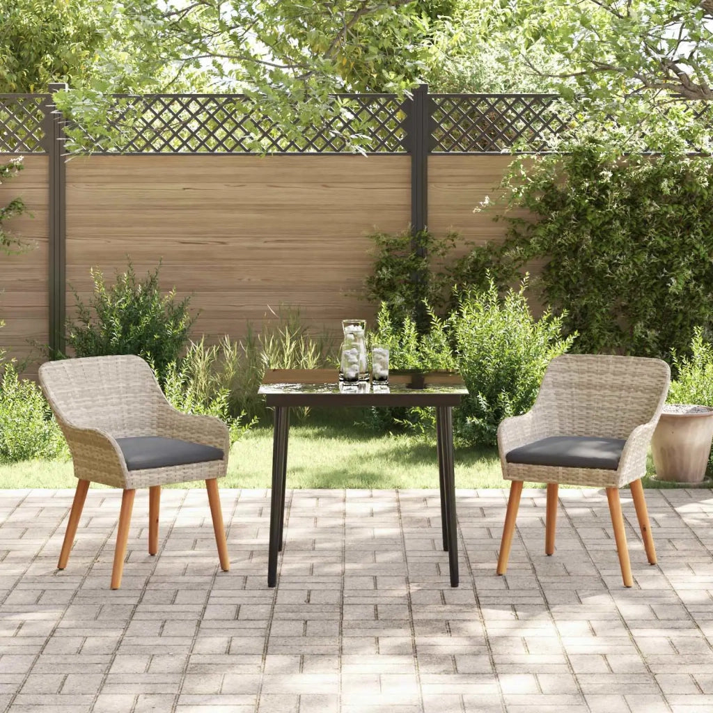 Set da Pranzo per Giardino 3 pz | Set Salotto da Giardino Grigio chiaro polyrattan