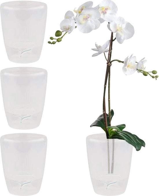 Set di vasi autoirriganti per orchidee - 4 pezzi - diametro 12 cm - trasparente - 13 litri
