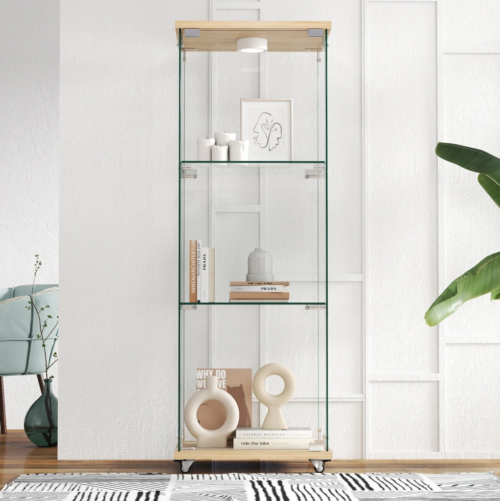 Vetrina in vetro con illuminazione LED e telecomando; design moderno; colore naturale
