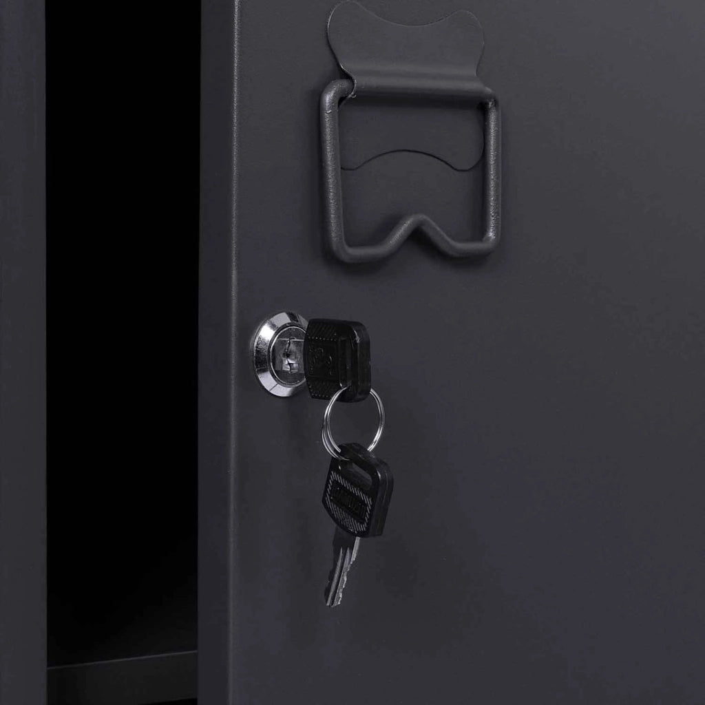 Armadietto ESTER con porta in metallo grigio scuro, design industriale