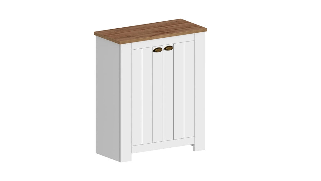 Scarpiera 2 Ante 84x42x100 cm Figo 2A Bianco Opaco/Rovere Wotan