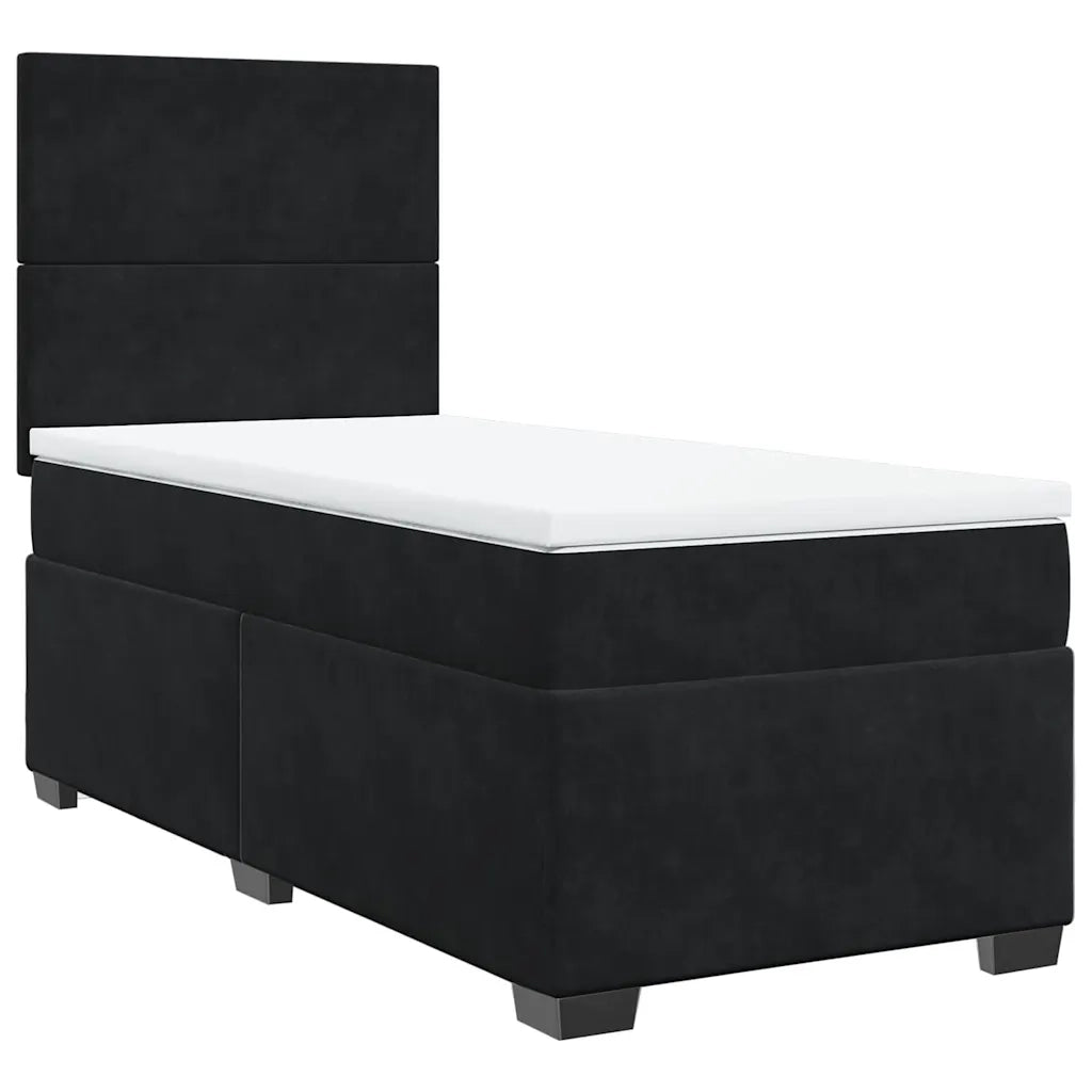 Giroletto a Molle con Materasso Nero 90x190 cm in Velluto 3293082