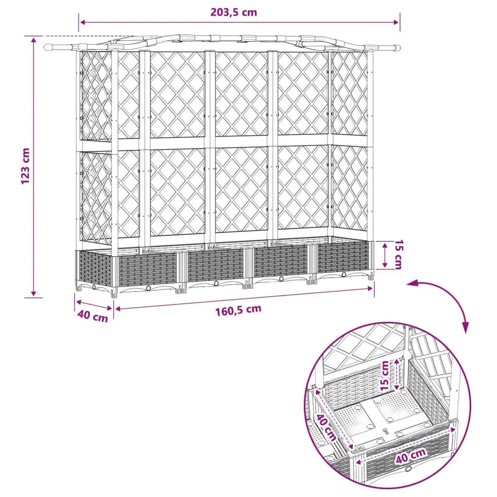 Letto Rialzato con Griglia e Tetto Grigio Chiaro PP 42032583