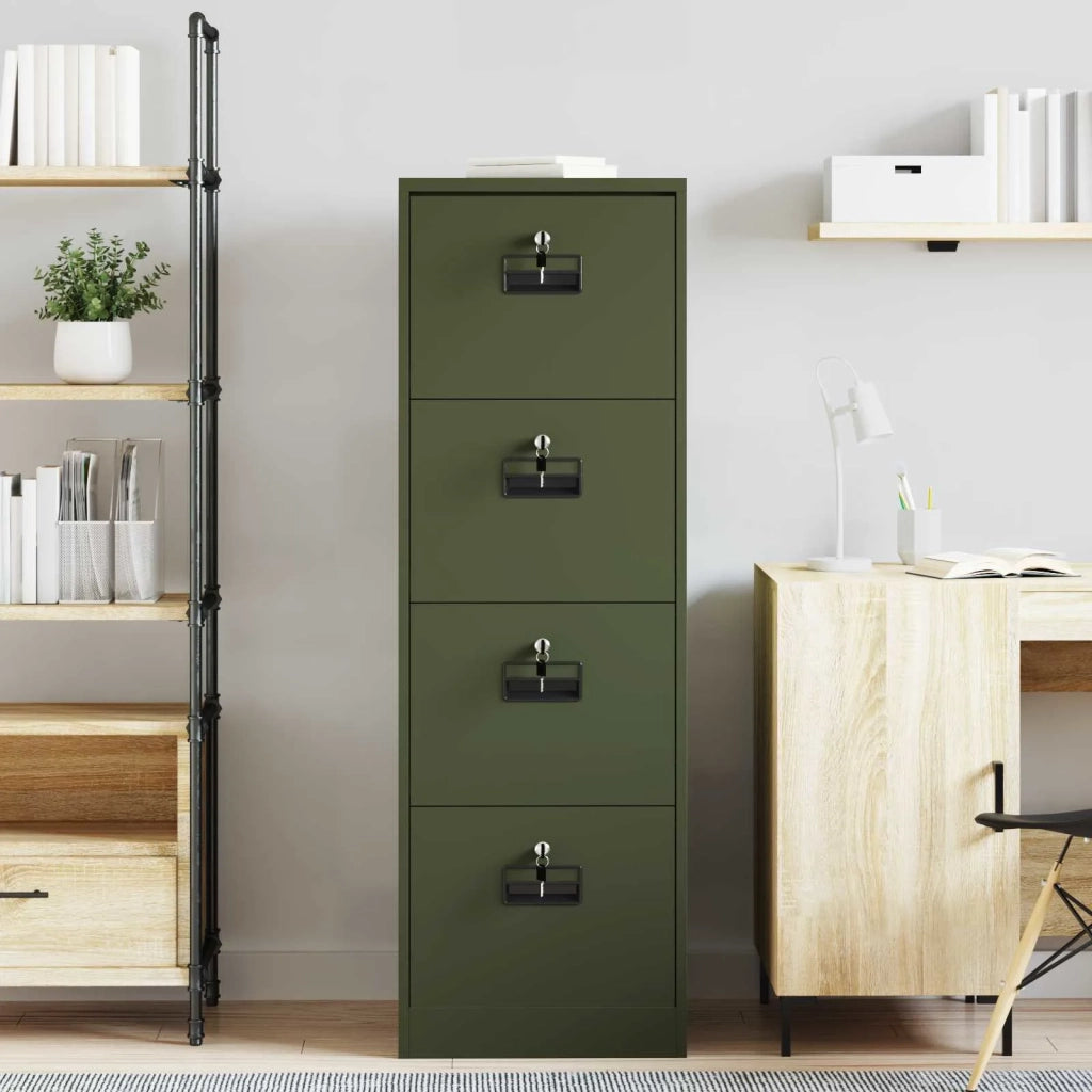 Armadio per File con cassetto Verde oliva 45,5 x 42 x 139 cm