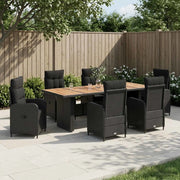 Set da pranzo per esterni 7 pz Nero polyrattan 3422370