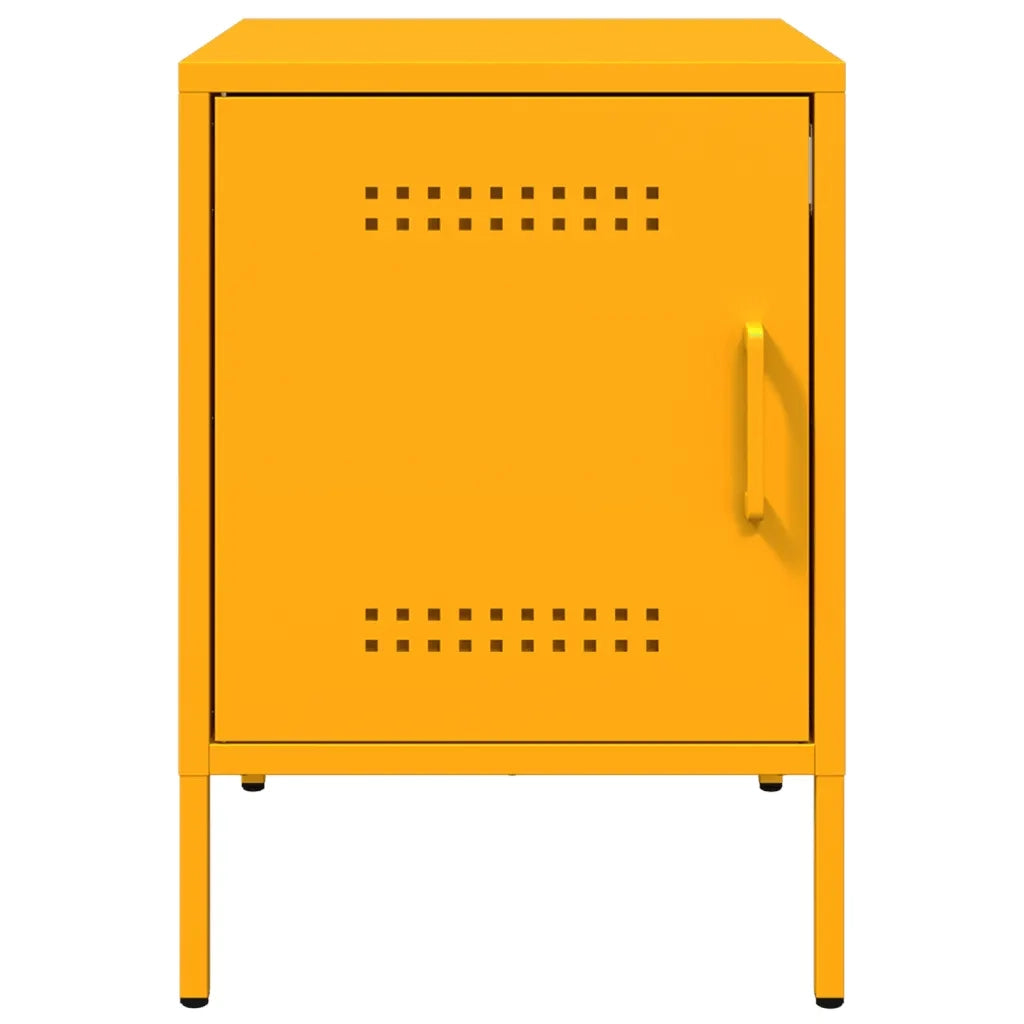Comodini 2 pz-Set di 2 Tavolino da notte Giallo Senape 36x39x50,5 cm in Acciaio 369937