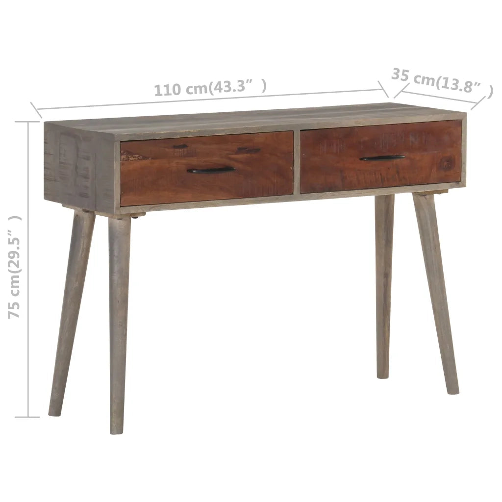 Tavolo Consolle | Tavolo d'Ingresso Grigio 110x35x75 cm in Massello di Mango Grezzo