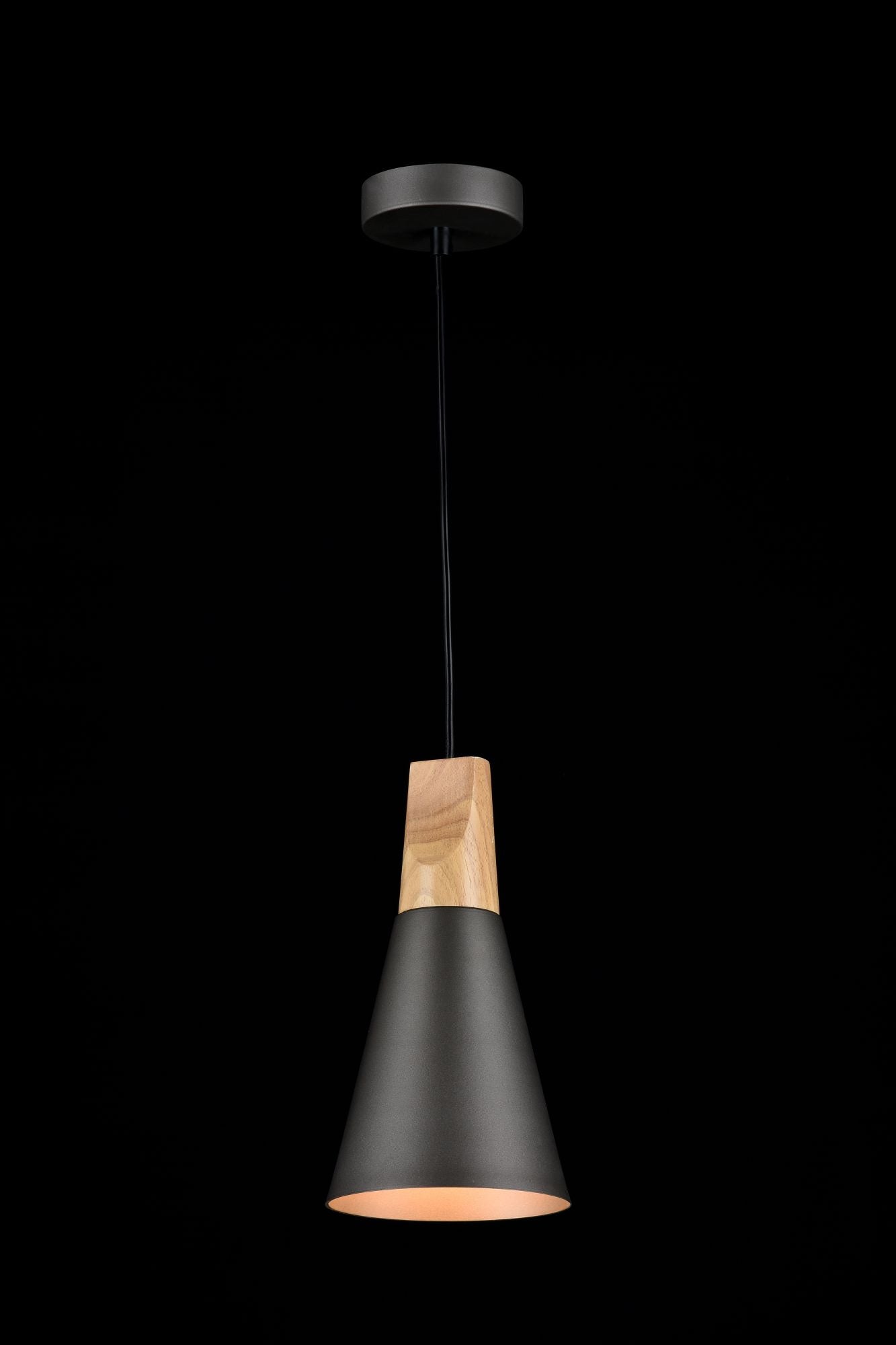 Lampada pendente Pendant in Metallo e Legno Bicones Grigio