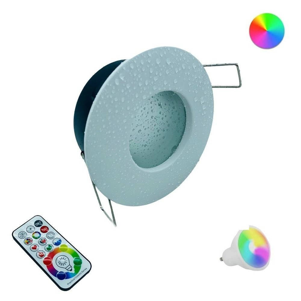 Trade Shop - Faretto A Led Da Incasso Per Bagno Box Doccia Lampada Rgbw 10w Gu10 Cromoterapia -