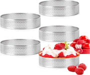 Rondelle perforate per torta a forma di cup - anelli per mousse quiche cerchi - anelli per donuts e torte di frutta - 5 pezzi, anelli per torte - anelli per dessert francese - DIY per 8 forme di tartelette