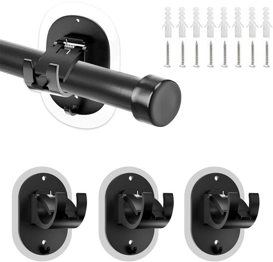 Sistema di sostegno per tende in ABS senza perforazione - 4 pezzi - Installazione flessibile - Hanger per tende - Materiale ABS di alta qualità