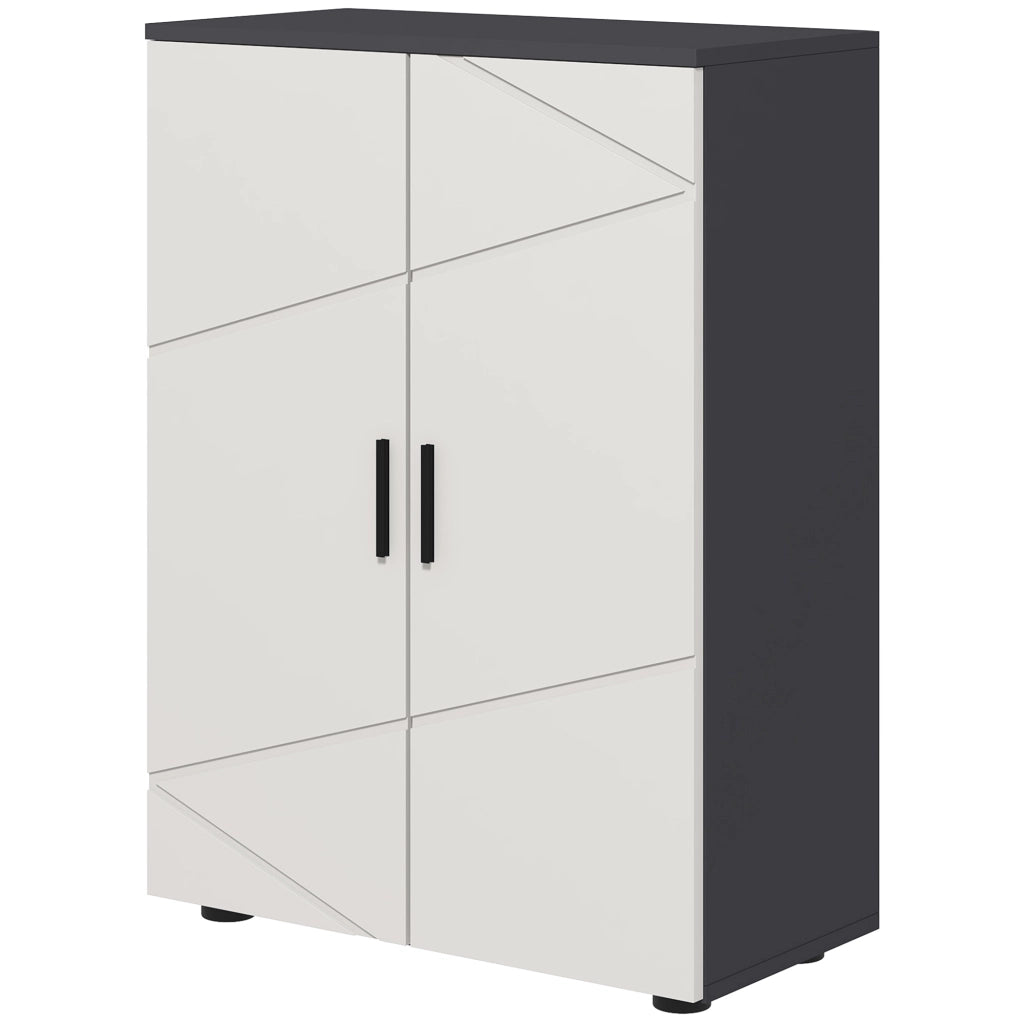 EasyComfort Mobiletto Bagno 2 Ante in Legno con 3 Ripiani e Chiusura Ammortizzata, 60x30x82cm, Grigio