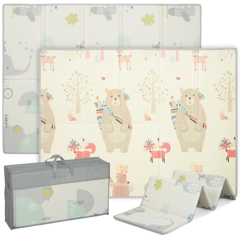 Tappetino da gioco per bambini, fantasia animali, in schiuma, imbottitura spessa 1,5 cm, antiscivolo