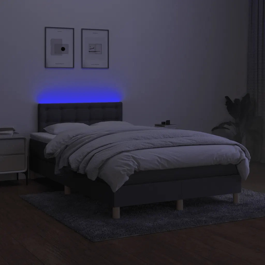 Letto a Molle Materasso e LED Grigio Scuro 120x190cm in Tessuto 3270117