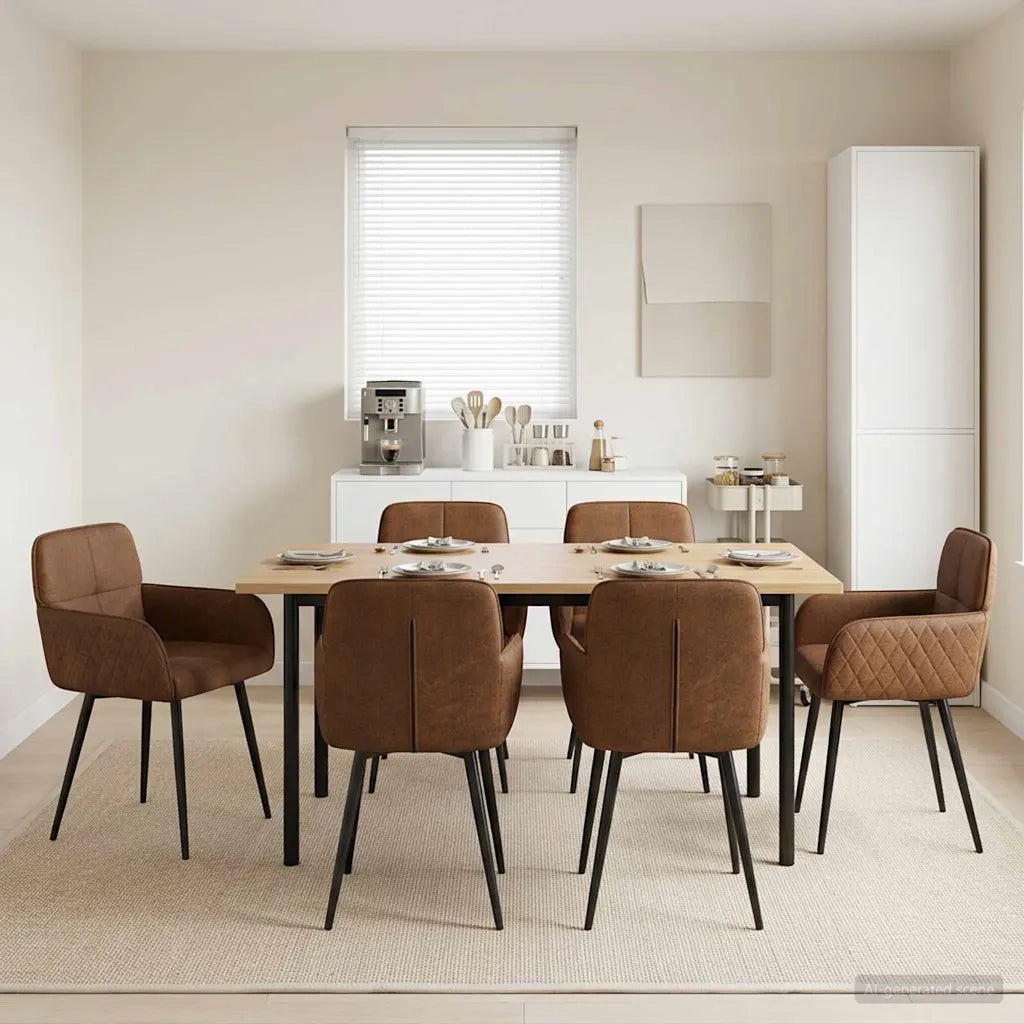 Sedie da pranzo 6 pcs Pelle Scamosciata Sintetica Marrone 3428233