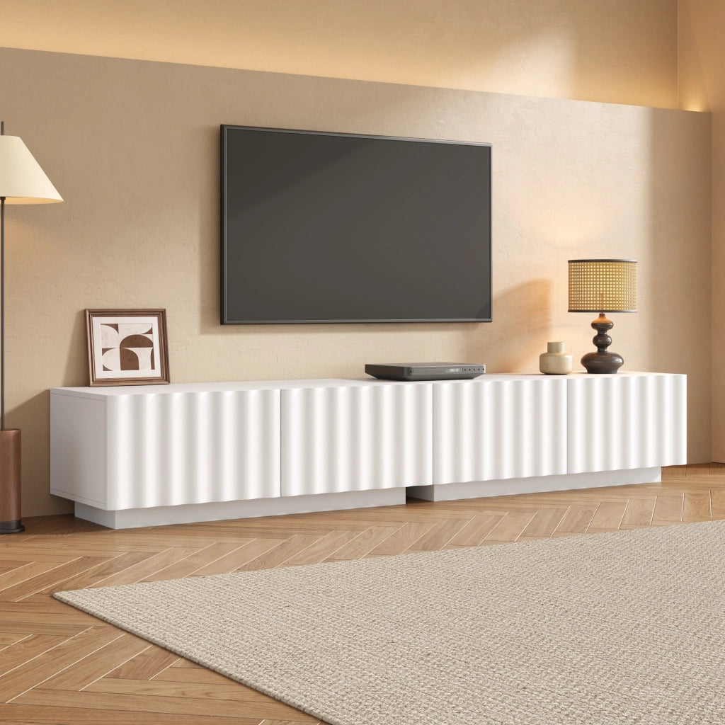 Mobile TV con Ante Push-to-Open ¨C MINIMAL ¨C Legno, Soggiorno, Bianco
