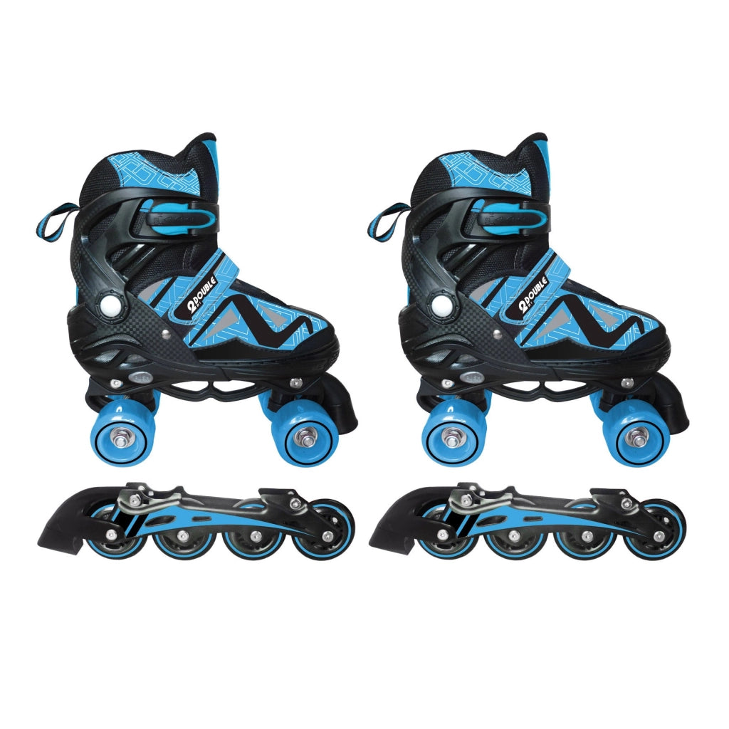 Pattini Classici e in Linea Roller 2 in 1 Misura Regolabile 35-38 Ruote Intercambiabili Blu o Rosso