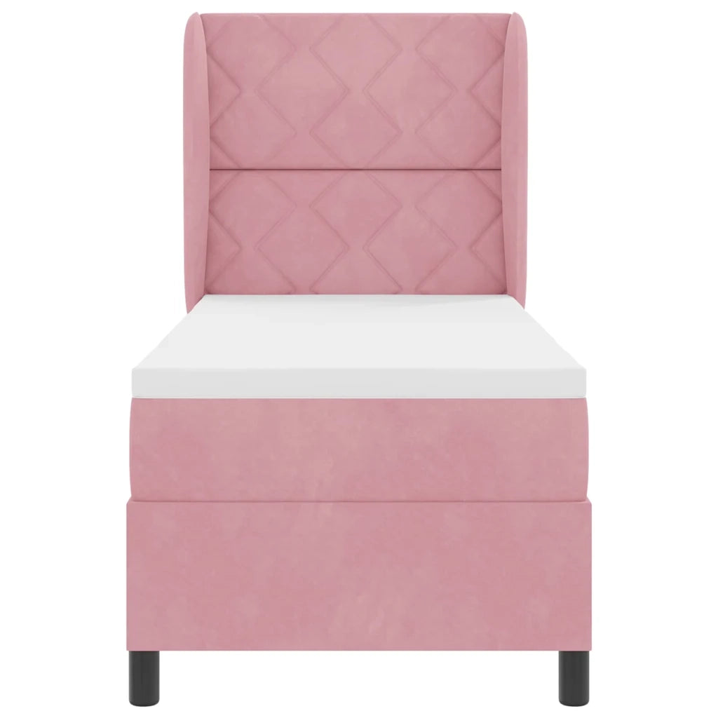 Letto a molle con materasso Rosa 200 x 80 cm Velluto 3340957