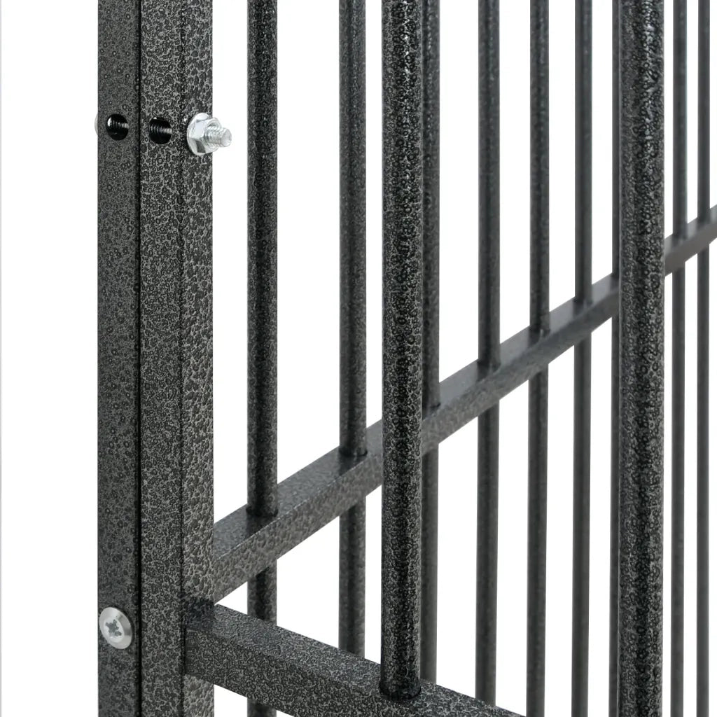 Box per Cani 4 Pannelli Nero Acciaio Zincato CFW9876405
