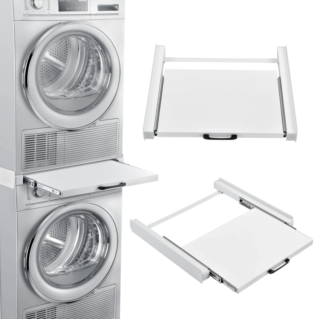 Kit di impilamento con ripiano scorrevole per lavatrice e asciugatrice standard bianco 03_0006457