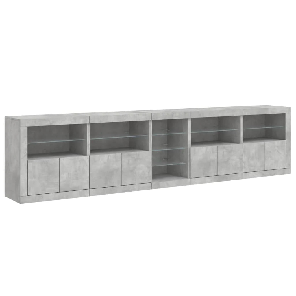 Buffet credenza cassettiera armadio mobile contenitore organizer per cucina soggiorno salotto con luci LED 283 x 37 x 67 cm grigio 02_0029995