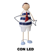Bambino metallo mare pesce con led cm 38,73x15,87h64,13