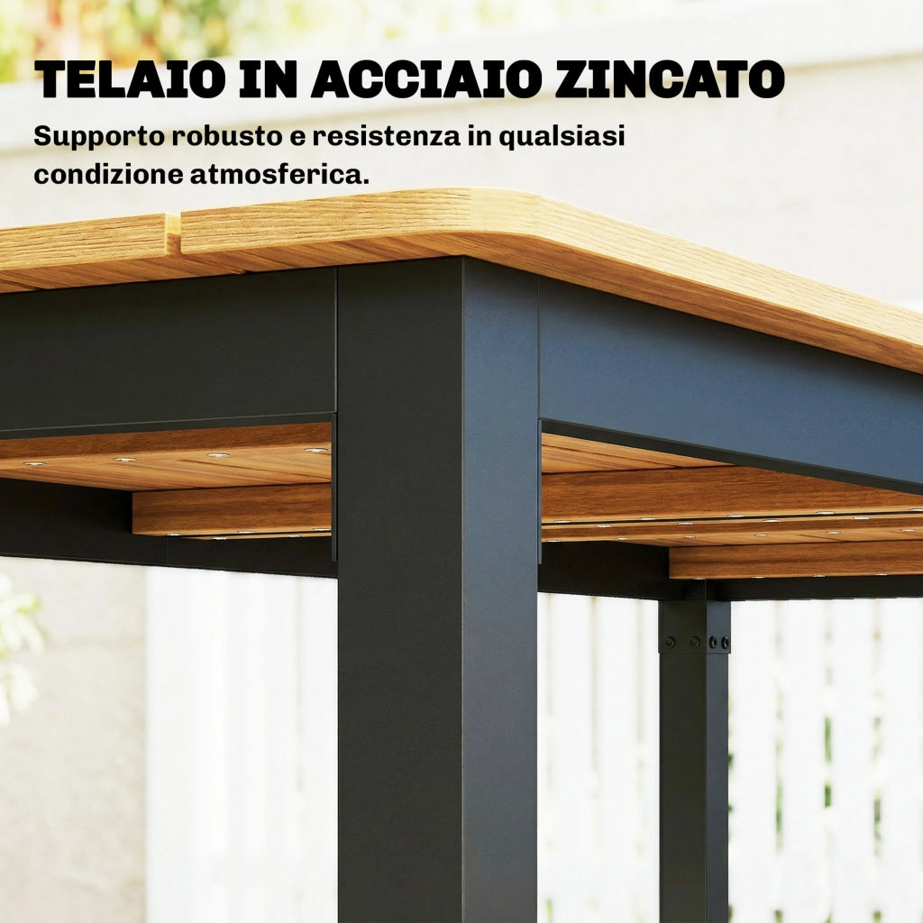 Tavolo da Giardino Rettangolare per 6-8 Persone, Dimensioni 180 x 86 cm