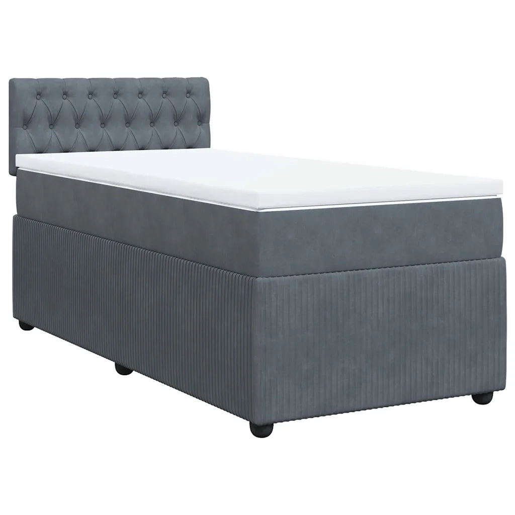 Giroletto a Molle con Materasso Grigio Scuro 80x200 cm Velluto