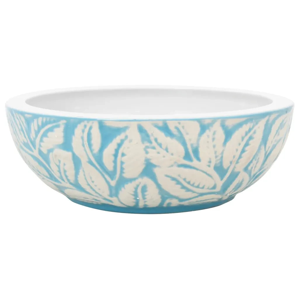 Lavabo da Appoggio Bianco e Blu Rotondo ¦µ41x14 cm Ceramica CFW9137965