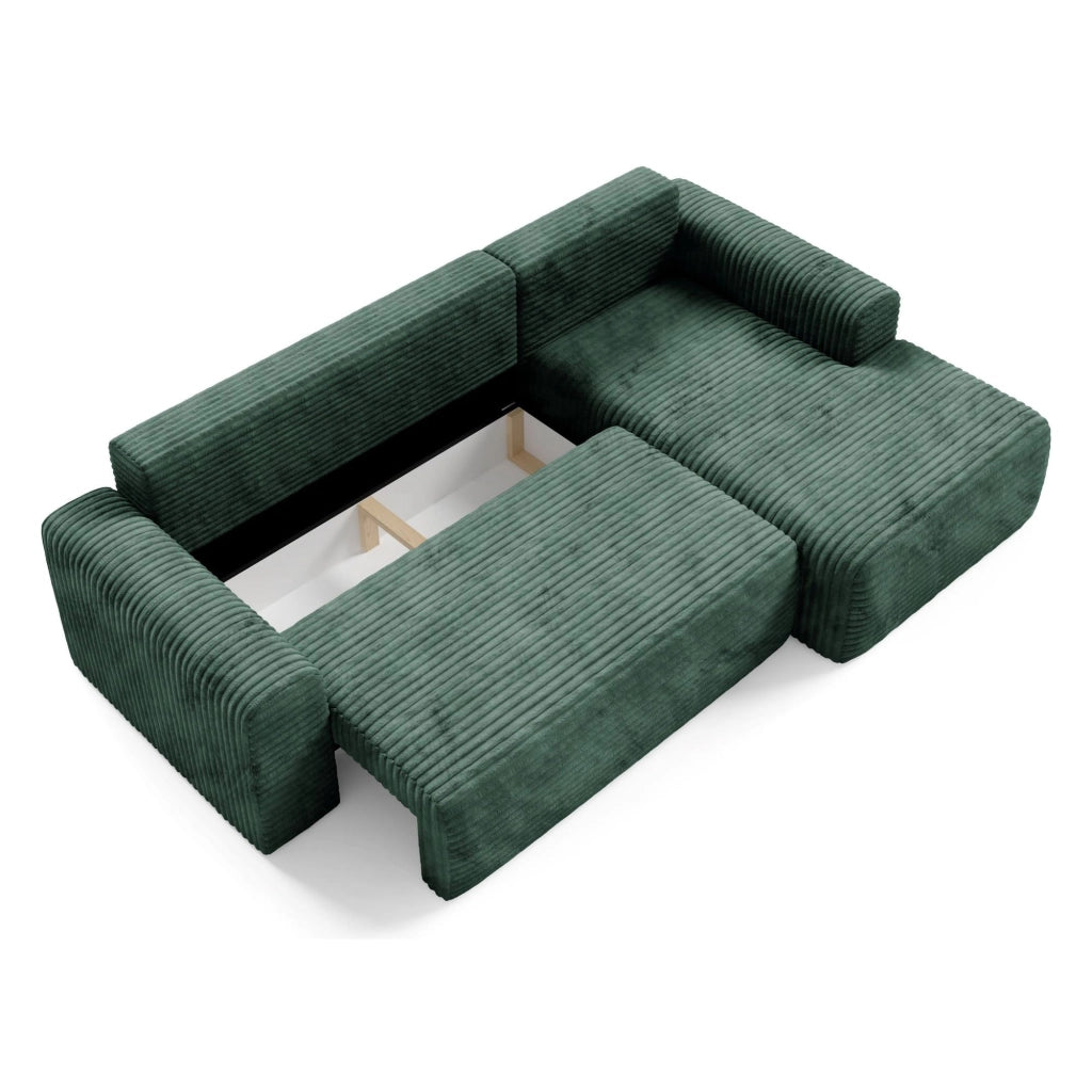 Folgarida, Divano Letto con Penisola Contenitore, 268x163 cm Verde