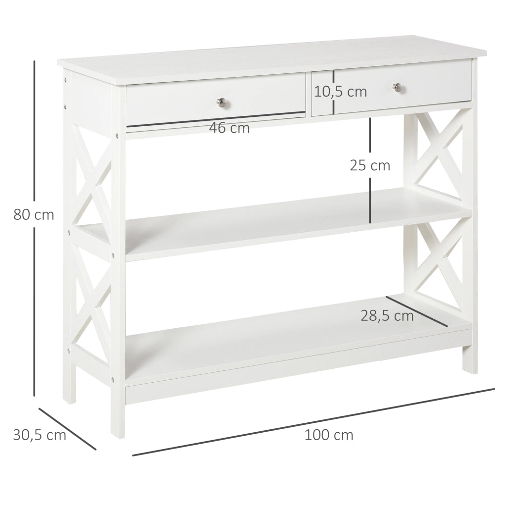 Tavolo da ingresso ¨C zephmum ¨C bianco legno 100x30.5x80 cm