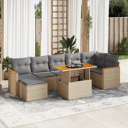 Set Divano da Giardino 8 pz con Cuscini Beige Polyrattan Acacia 3327517