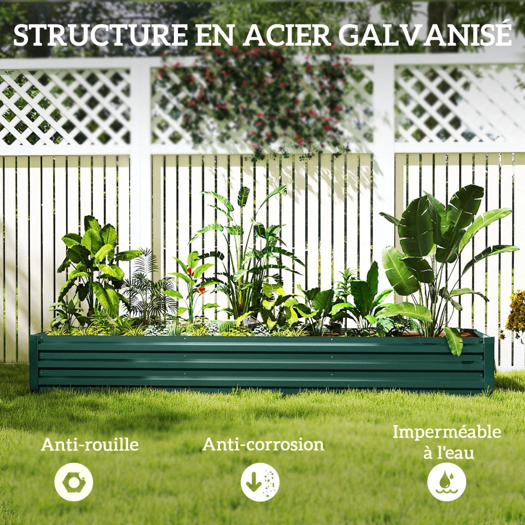 Letto da giardino rialzato ¨C Minimal ¨C verde acciaio galvanizzato 240x60x30