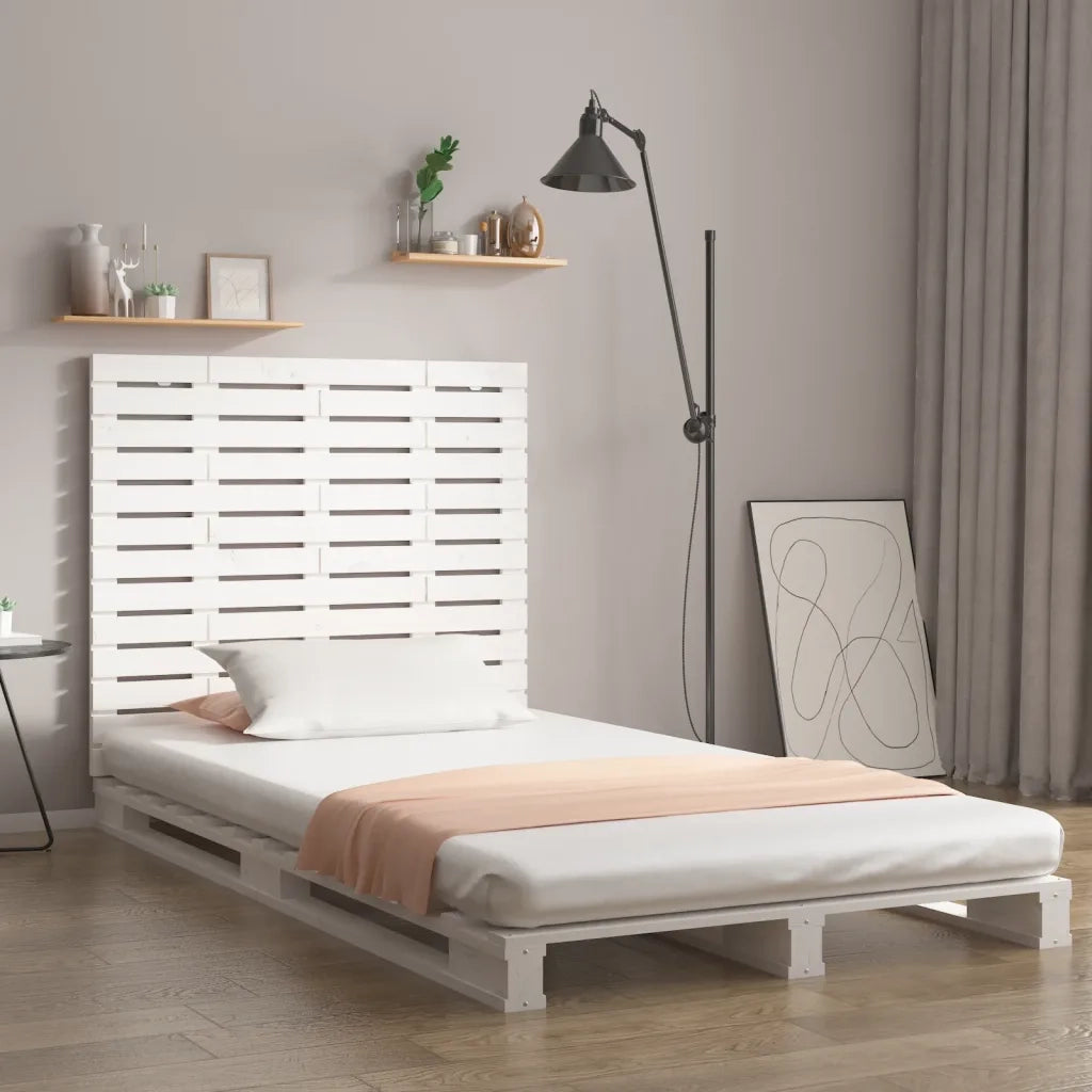 Testiera | Testata da Parete Bianca 126x3x91,5 cm Legno Massello di Pino