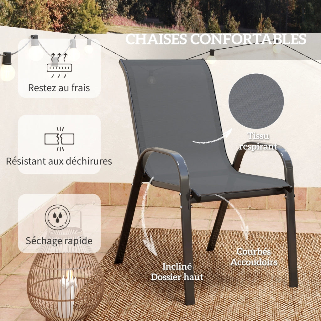 Set salotto giardino ¨C Minimal ¨C 2 sedie pieghevoli tavolino vetro grigio scuro