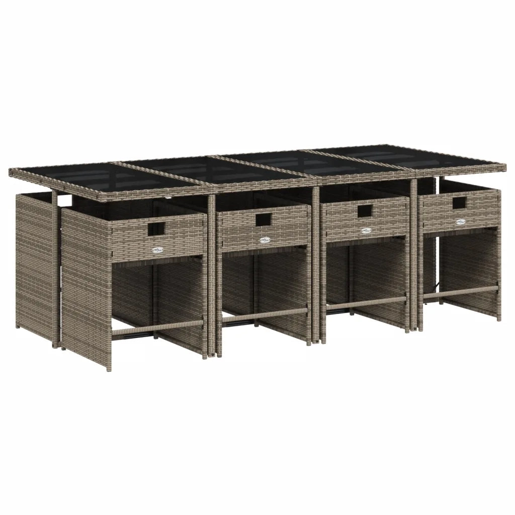 Set da Pranzo da Giardino 9 pz con Cuscini in Polyrattan Grigio 3277867