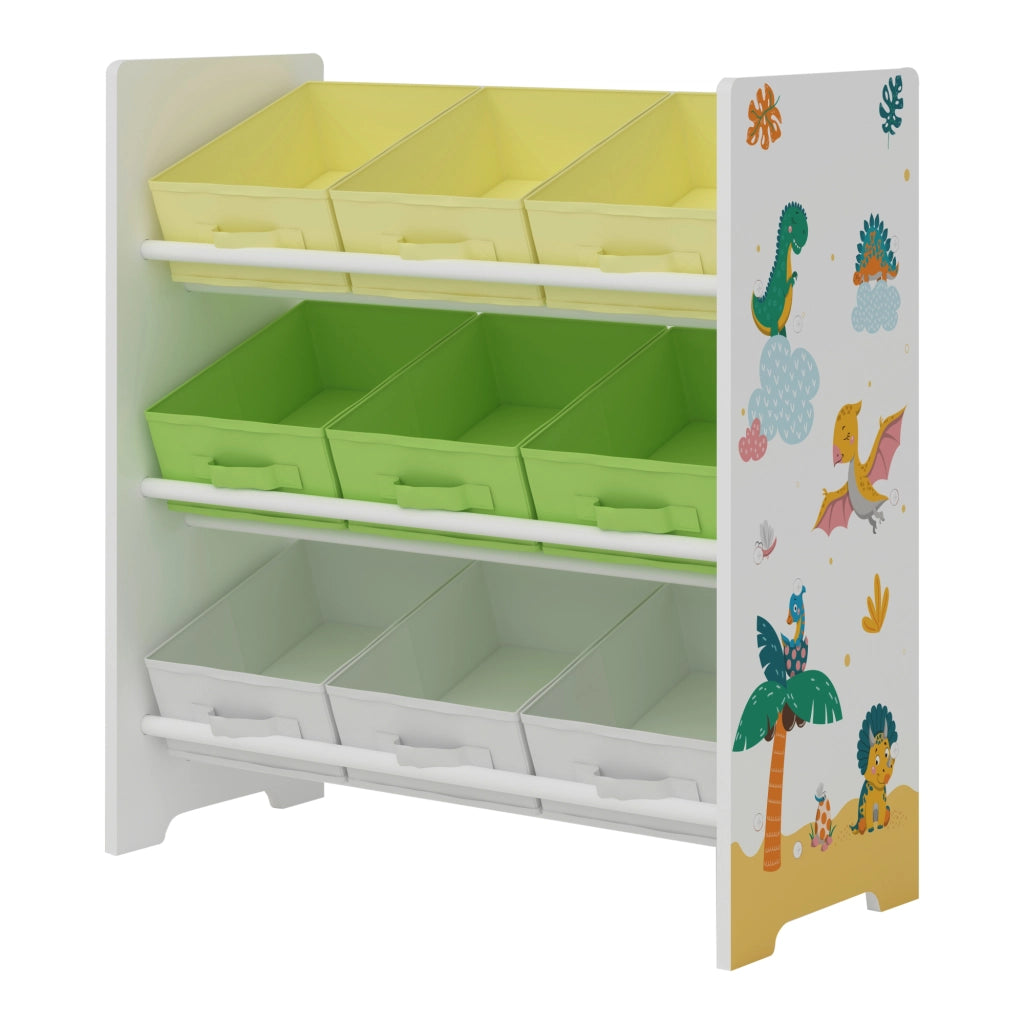 Scaffale Portaoggetti Boiro per Cameretta 60x62x30 cm Design Dinosauro [en.casa]